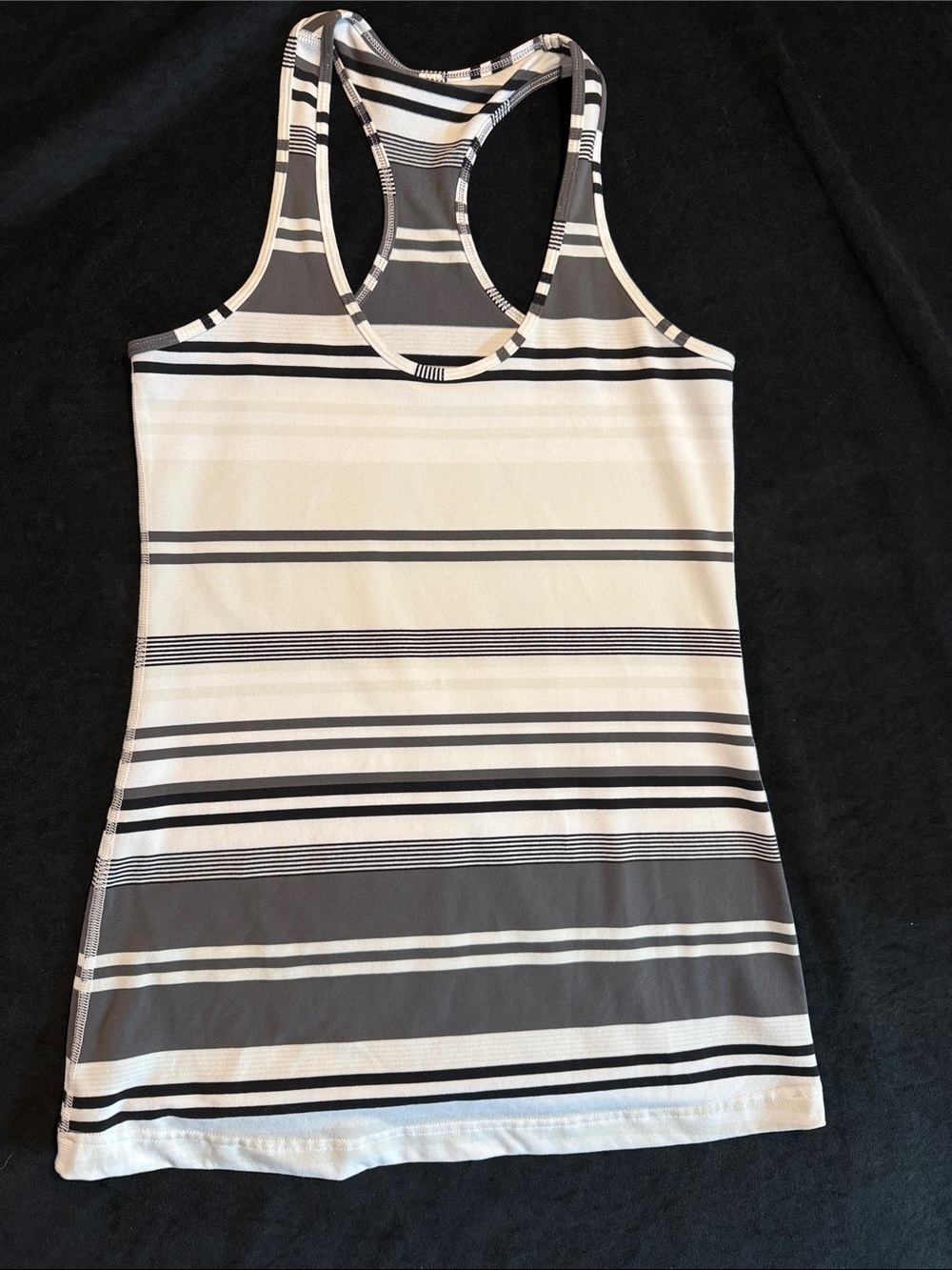 Lululemon Power Y Tank Top White Gray Black Stripe Racerback Women's Activewear